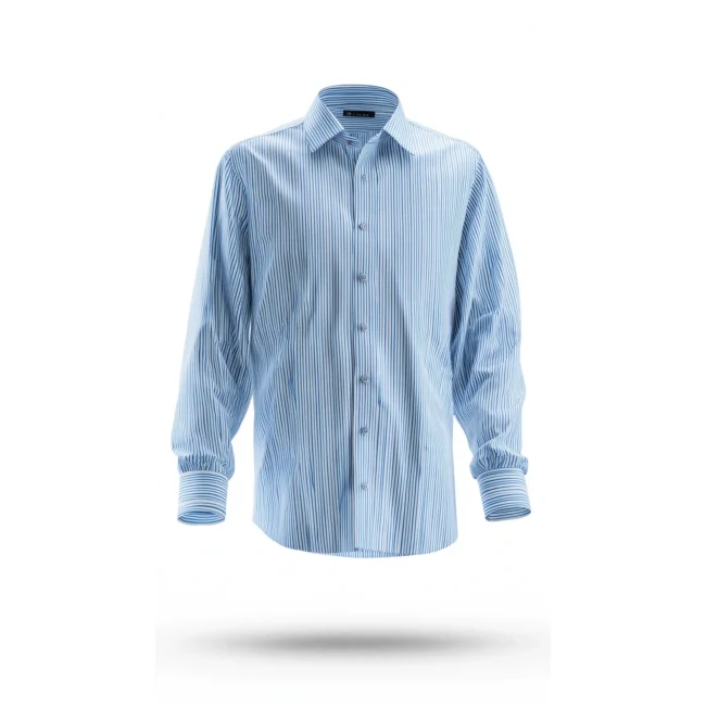 Hellblaues Hemd, 3D Hollowman Fotografie mit Invisible Man Technik . E-Commerce optimierte Produktfotos Kleidung von Fashionshots Linz.